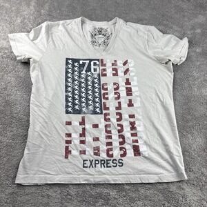 Express Short Sleeve Mens XL‎ Gray American Flag